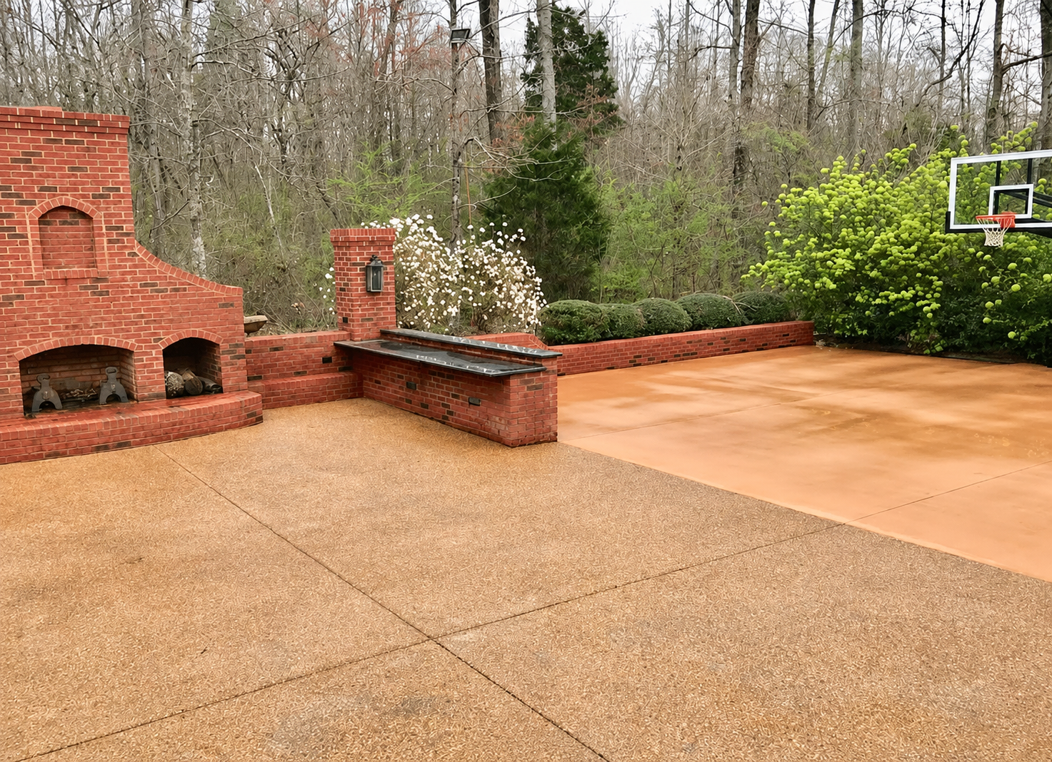 After: bright, clean residential patio and basketball court